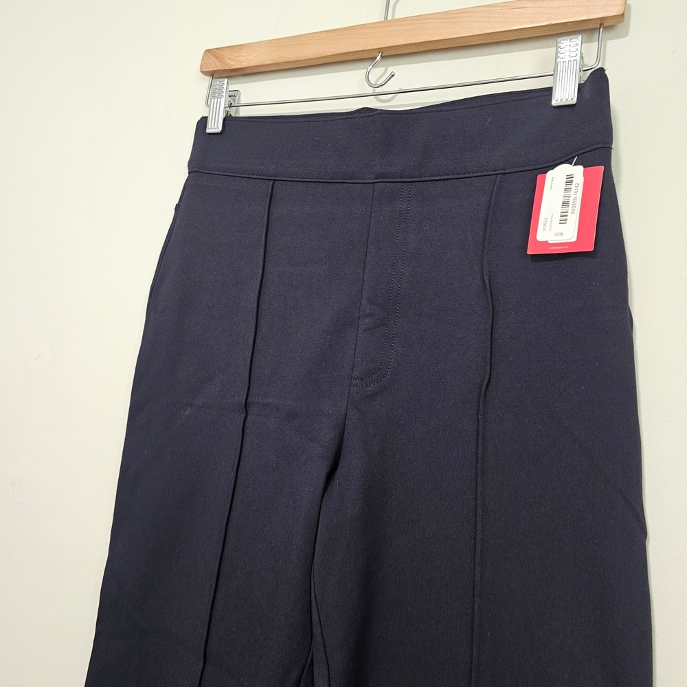 Spanx M Petite Perfect Navy Pant Hi-Rise Flare Ponte Office Front Seam NWT - Picture 4 of 9